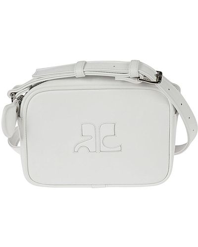 Courreges Logo Leather Camera Bag - White