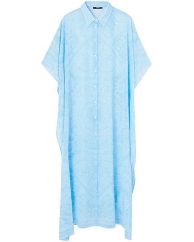 Versace Barocco Print Chiffon Swim Robe - Blue