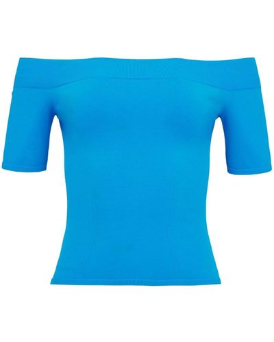 Alexander McQueen Off Shoulder Top - Blue