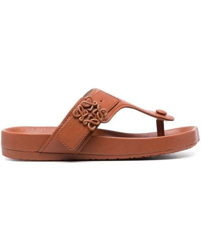 Loewe Leather Thong Sandals - Brown