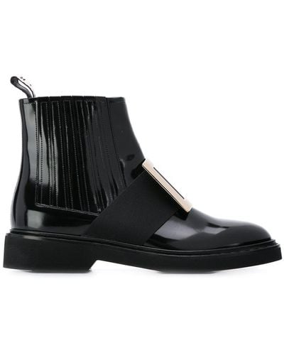 Roger Vivier Viv Ranger Leather Boots - Black