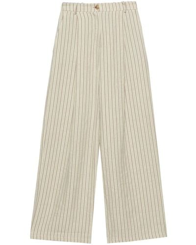 Alysi High-waisted Striped Pants - White