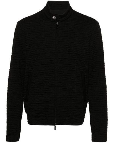 Emporio Armani Wool Blend Zipped Jacket - Black