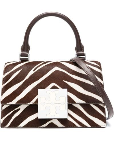 Tory Burch Trend Zebra Print Leather Mini Bag - White