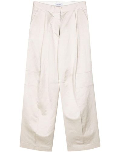 Calvin Klein Shiny Viscose Tailored Wide Leg - White