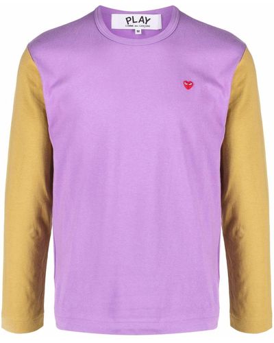 COMME DES GARÇONS PLAY Logo-embroidered Colour-block T-shirt - Purple