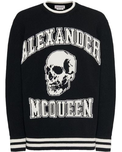 Alexander McQueen Logo Intarsia Crewneck Sweater - Black