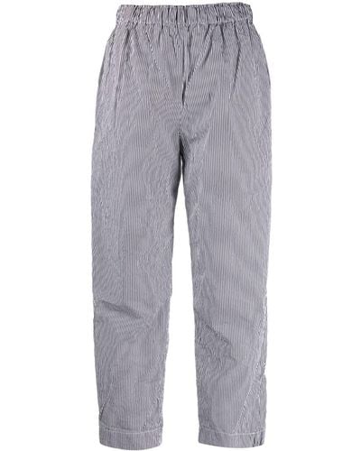 Daniela Gregis Striped Straight-leg Cotton Pants - Grey