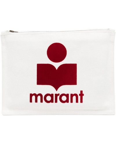 Isabel Marant Clutch Nettia con logo - Bianco