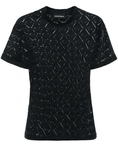 Emporio Armani Devoré Cotton T-Shirt - Black
