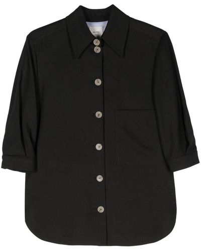 Alysi Linen Overshirt - Black