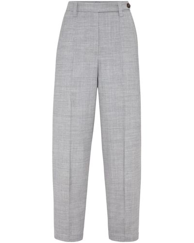 Brunello Cucinelli Tapered-Leg Tailored Trousers - Grey