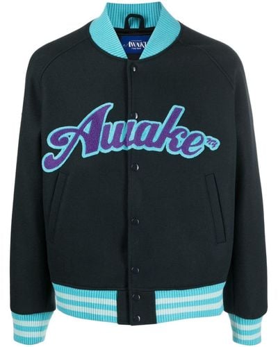 AWAKE NY Logo-print Wool-blend Bomber Jacket - Black