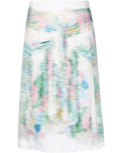 Loewe Blurred Print Skirt In White - Blue