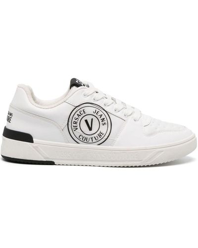 Versace Logo-embellished Leather Sneakers - White