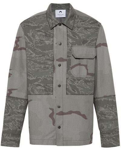 Marine Serre Camouflage Print Overshirt - Grey