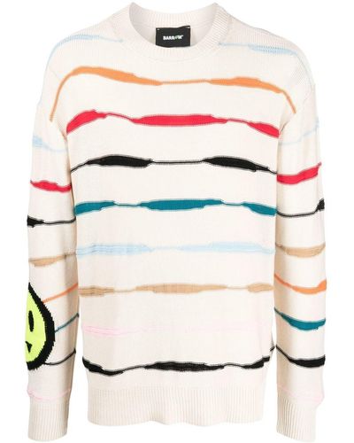 Barrow Fine-knit Stripe Sweater - White