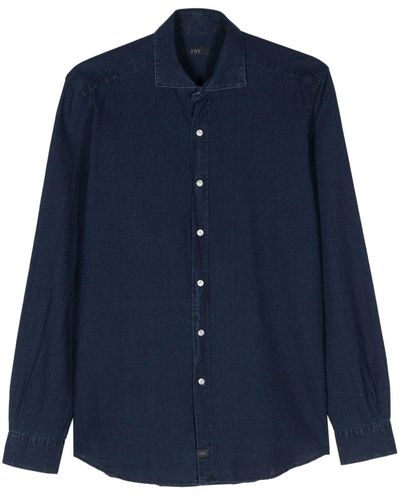 Fay Long-sleeves Chambray Shirt - Blue