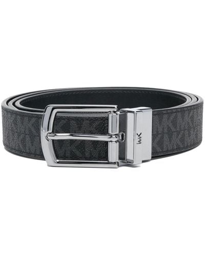 Michael Kors Leather Belt With Monogram Print - Black