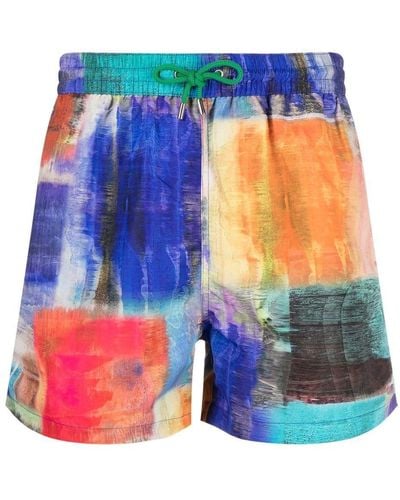 Paul Smith Abstract-print Swim Shorts - Blue