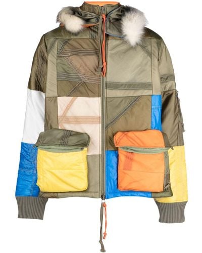 Greg Lauren Parachute Scrapwrk Color-block Paneled Jacket - Yellow