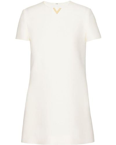 Valentino Vlogo Wool And Silk Blend Short Dress - White