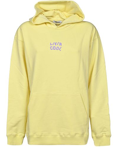 LIVINCOOL Cotton Oversized Logo Hoodie - Yellow
