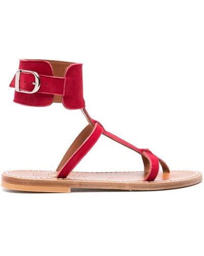 K. Jacques Tong Suede Sandals - Red