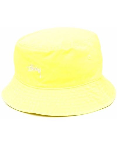 Stussy Stock Logo Embroidery Bucket Hat - Yellow