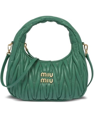 Miu Miu Mini Wander Matelassé Shoulder Bag - Green