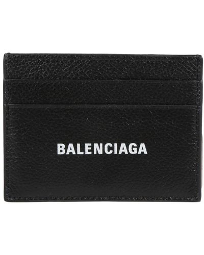 Balenciaga Card Holder With Logo - Black