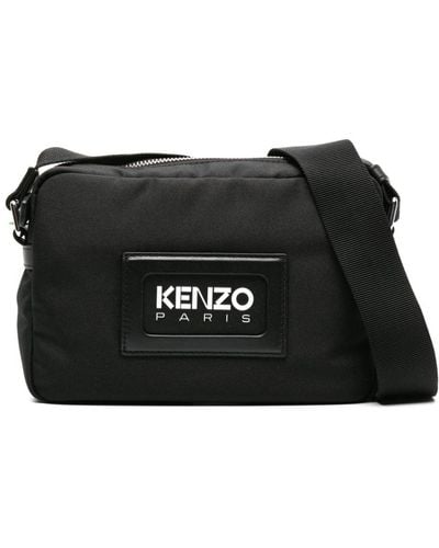 KENZO Logo-embossed Messenger Bag - Black