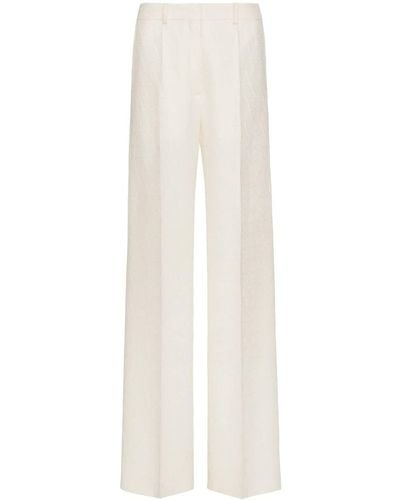 Valentino Toile Iconographe Wool And Silk Blend Trousers - White
