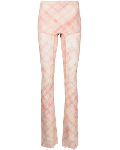 KNWLS Check-print Semi-sheer Pants - Pink