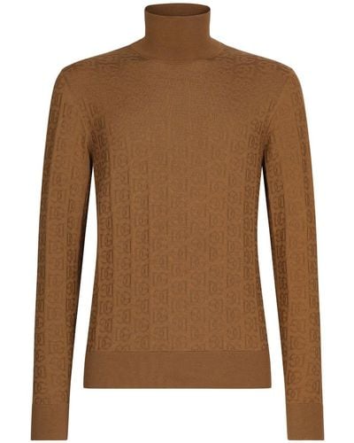 Dolce & Gabbana Silk Turtle-neck Sweater - Brown