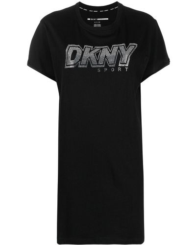 DKNY Crystal Embellished Logo T-shirt - Black