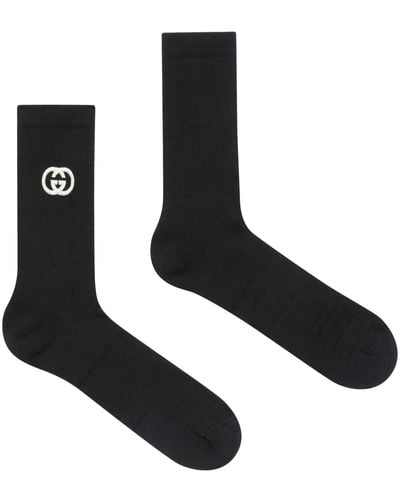Gucci Cotton Blend Socks With Interlocking G - Black