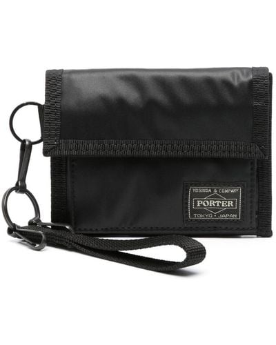 Porter-Yoshida and Co Logo-appliqué Tri-fold Wallet - Black