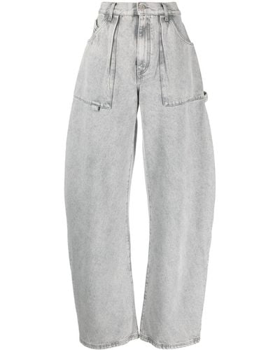 The Attico Effie Wide-leg Jeans - Women's - Cotton - Grey