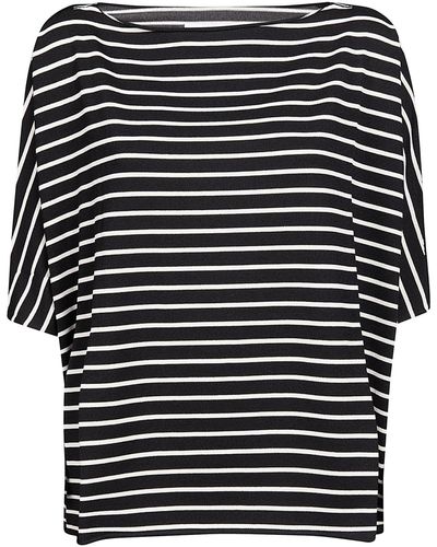 Liviana Conti Striped Boat Neck Sweater - Black