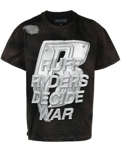 Who Decides War T-shirt Ruff Ryders con stampa - Nero