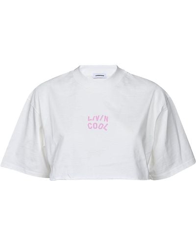 LIVINCOOL Cotton Oversized Crop Logo T-shirt - White