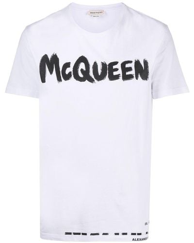 Alexander McQueen Graffiti Logo Cotton T-shirt - White