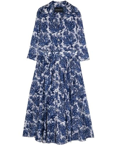 Samantha Sung Floral Print Shirt Dress - Blue