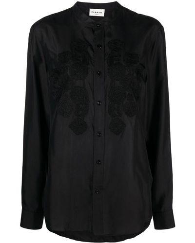 P.A.R.O.S.H. Floral-embroidery Silk Shirt - Black