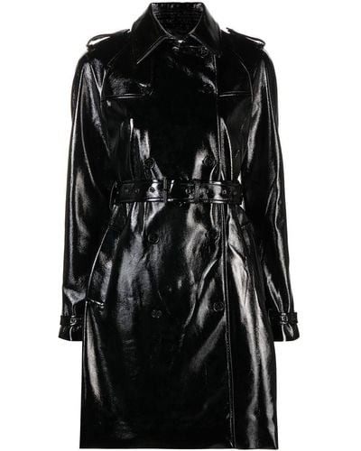 Michael Kors Faux Patent Leather Trench Coat - Black