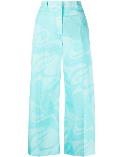 Etro Printed Cropped Trousers - Blue