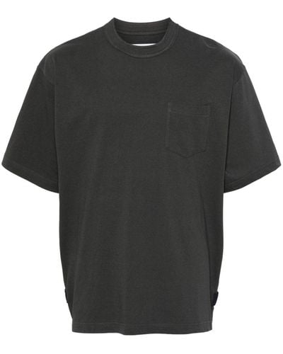 Sacai Zipped-detail Cotton T-shirt - Black