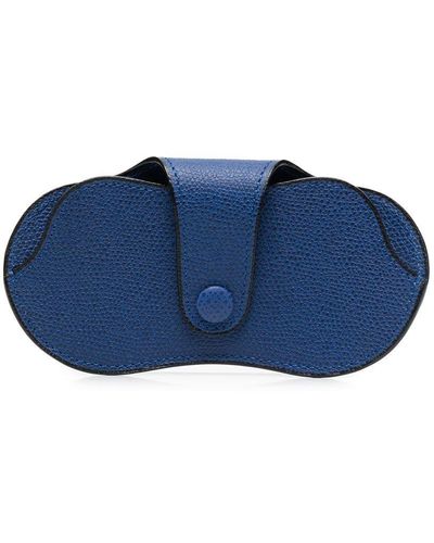 Valextra Small Leather Glasses Case - Blue