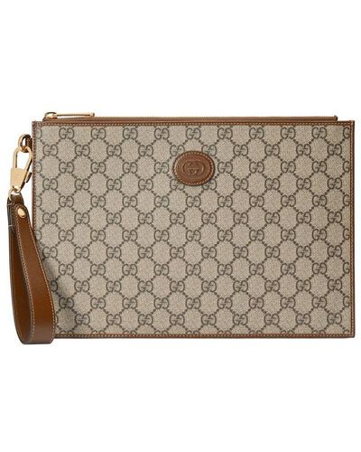 Gucci Clutch Bag With Logo - Gray